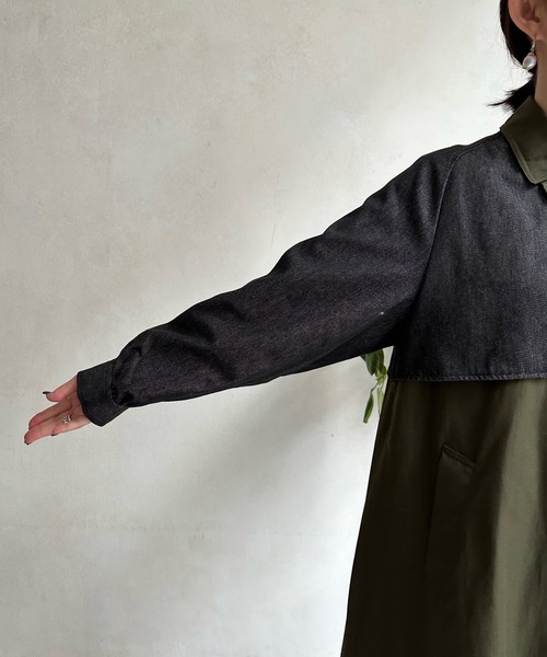 DouDou(ドゥドゥ)の「【WEB限定】デニム切替ステンカラーコート(その他アウター・レディース・カーキ・FREE)」の19枚目の写真