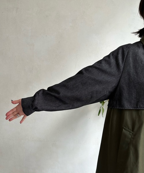 DouDou(ドゥドゥ)の「【WEB限定】デニム切替ステンカラーコート(その他アウター・レディース・カーキ・FREE)」の20枚目の写真