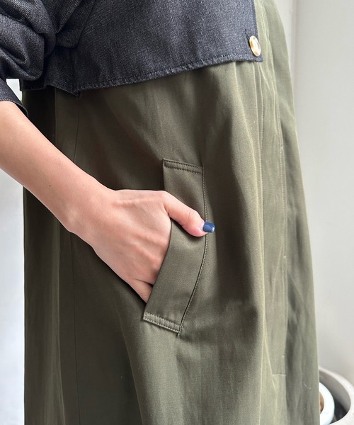 DouDou(ドゥドゥ)の「【WEB限定】デニム切替ステンカラーコート(その他アウター・レディース・カーキ・FREE)」の22枚目の写真