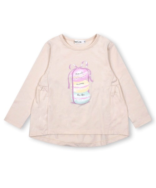 Noeil aime BeBe(ノイユエイムベベ)の「Noeil aime BeBe/後ろ ギャザー マカロン 天竺 Tシャツ (80~130cm)(Tシャツ/カットソー・キッズ・ベージュ/パープル・110/80/90/130/120/100)」の1枚目の写真