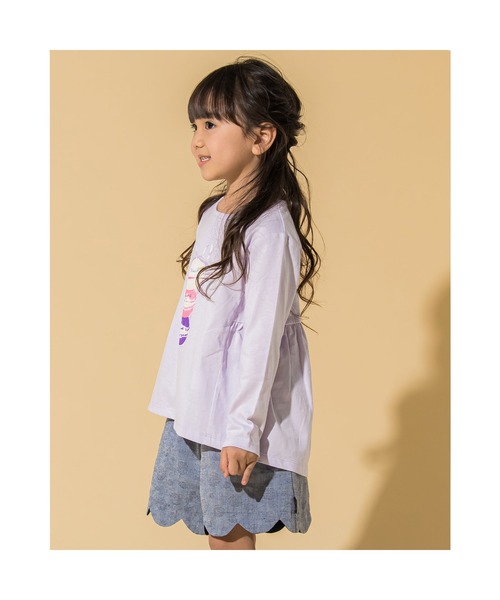 Noeil aime BeBe(ノイユエイムベベ)の「Noeil aime BeBe/後ろ ギャザー マカロン 天竺 Tシャツ (80~130cm)(Tシャツ/カットソー・キッズ・ベージュ/パープル・110/80/90/130/120/100)」の9枚目の写真
