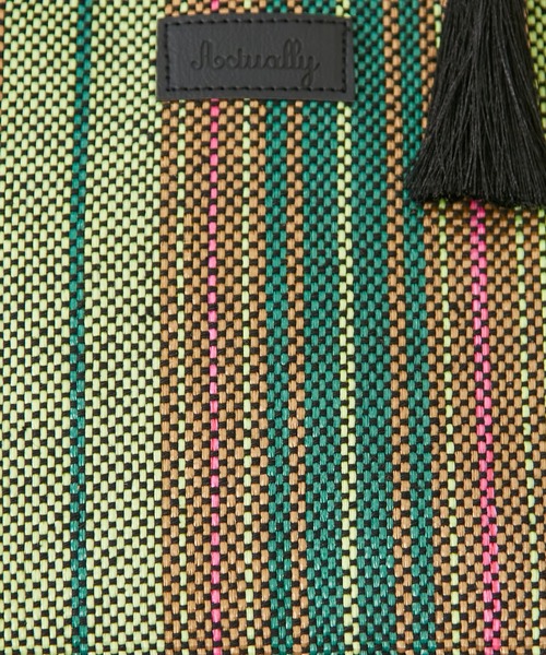 Actually（アクチュアリー）の「マルチストライプ ミニトート（トートバッグ・レディース・ブラック/グリーン・フリー）」の18枚目の写真