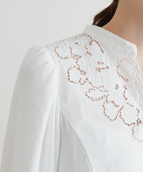 natural couture（ナチュラルクチュール）の「オケージョン対応可能 / ビンテージモチーフレース切替ワンピース（ドレス・レディース・オフホワイト/モカ/イエロー・FREE）」の14枚目の写真