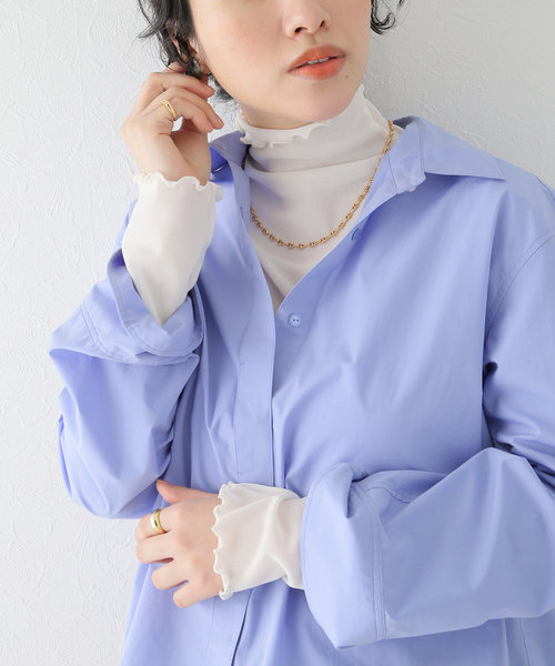 La TOTALITE(ラトータリテ)の「シアーハイネックカットソー(Tシャツ/カットソー・レディース・ベージュ/ホワイト/ブラック・FREE)」の2枚目の写真