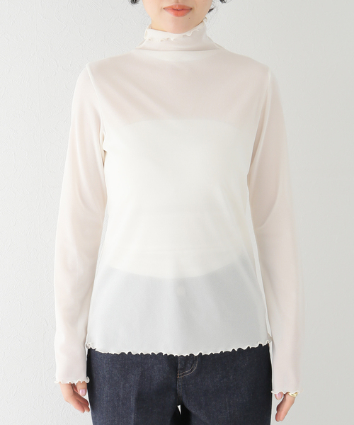 La TOTALITE(ラトータリテ)の「シアーハイネックカットソー(Tシャツ/カットソー・レディース・ベージュ/ホワイト/ブラック・FREE)」の17枚目の写真