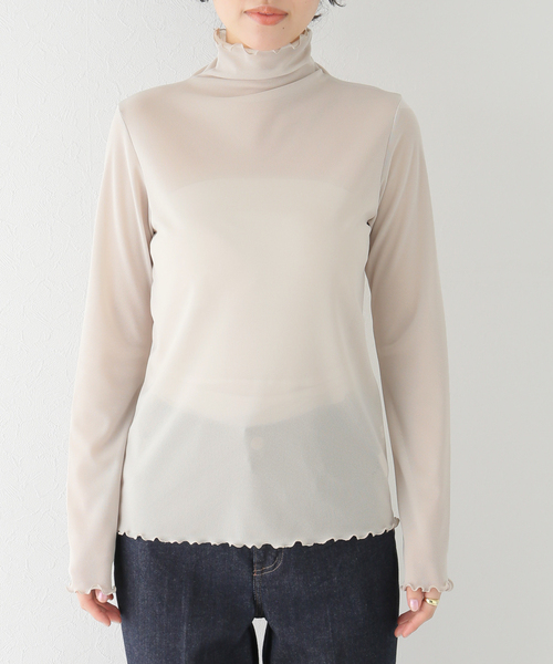 La TOTALITE(ラトータリテ)の「シアーハイネックカットソー(Tシャツ/カットソー・レディース・ベージュ/ホワイト/ブラック・FREE)」の19枚目の写真