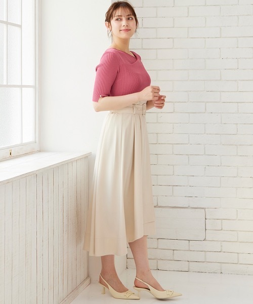 12Twelve Agenda(トゥエルブ アジェンダ)の「アシメタックネック5分袖リブニットプルオーバー(ニット/セーター・レディース・ブラック/ピンク/グレイッシュベージュ/オフホワイト・M)」の19枚目の写真