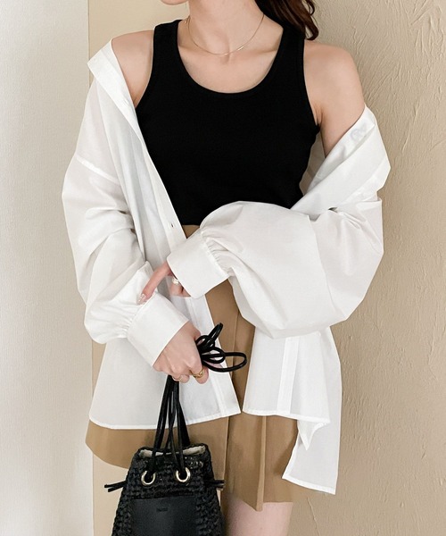 Heather(ヘザー)の「カップ付きアメスリタンク 199314(タンクトップ・レディース・グレー/オフホワイト/ブラック・FREE)」の3枚目の写真