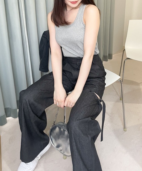 Heather(ヘザー)の「カップ付きアメスリタンク 199314(タンクトップ・レディース・グレー/オフホワイト/ブラック・FREE)」の5枚目の写真