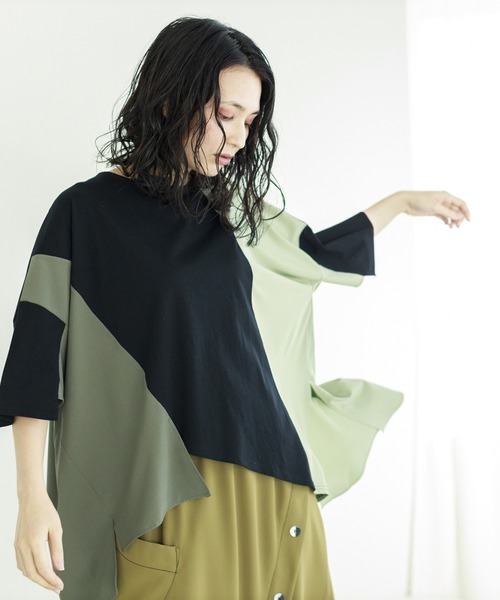 OSMOSIS(オズモーシス)の「切替配色Tシャツ(Tシャツ/カットソー・レディース・ブラック/チャコール/ホワイト/ピンク・ONE SIZE)」の10枚目の写真