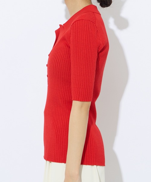 Lui's（ルイス）の「リブニットポロトップス（ニット/セーター・レディース・レッド/ブラック/ベージュ/オフホワイト・FREE）」の17枚目の写真