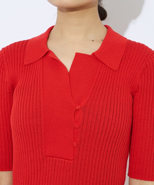 Lui's（ルイス）の「リブニットポロトップス（ニット/セーター・レディース・レッド/ブラック/ベージュ/オフホワイト・FREE）」の19枚目の写真