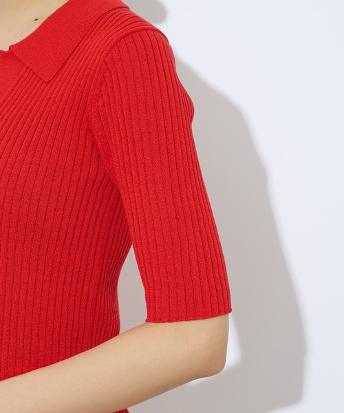 Lui's（ルイス）の「リブニットポロトップス（ニット/セーター・レディース・レッド/ブラック/ベージュ/オフホワイト・FREE）」の20枚目の写真