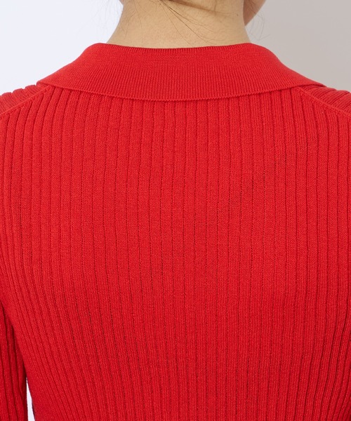 Lui's（ルイス）の「リブニットポロトップス（ニット/セーター・レディース・レッド/ブラック/ベージュ/オフホワイト・FREE）」の21枚目の写真