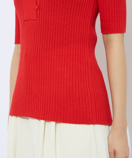 Lui's（ルイス）の「リブニットポロトップス（ニット/セーター・レディース・レッド/ブラック/ベージュ/オフホワイト・FREE）」の22枚目の写真