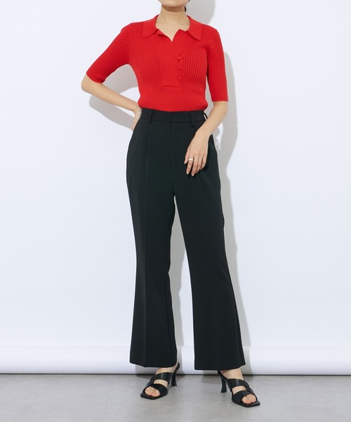 Lui's（ルイス）の「リブニットポロトップス（ニット/セーター・レディース・レッド/ブラック/ベージュ/オフホワイト・FREE）」の13枚目の写真