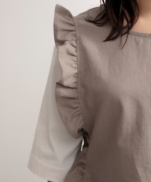 COCO WALK（ココウォーク）の「COCO WALK ココウォーク:Linc脇リボンベストエプロン（エプロン・レディース・グレイッシュベージュ/スモークピンク・FREE）」の8枚目の写真