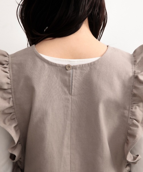 COCO WALK（ココウォーク）の「COCO WALK ココウォーク:Linc脇リボンベストエプロン（エプロン・レディース・グレイッシュベージュ/スモークピンク・FREE）」の10枚目の写真