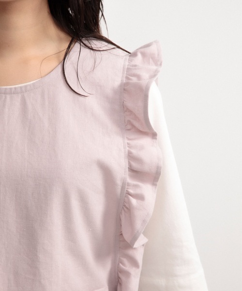 COCO WALK（ココウォーク）の「COCO WALK ココウォーク:Linc脇リボンベストエプロン（エプロン・レディース・グレイッシュベージュ/スモークピンク・FREE）」の12枚目の写真