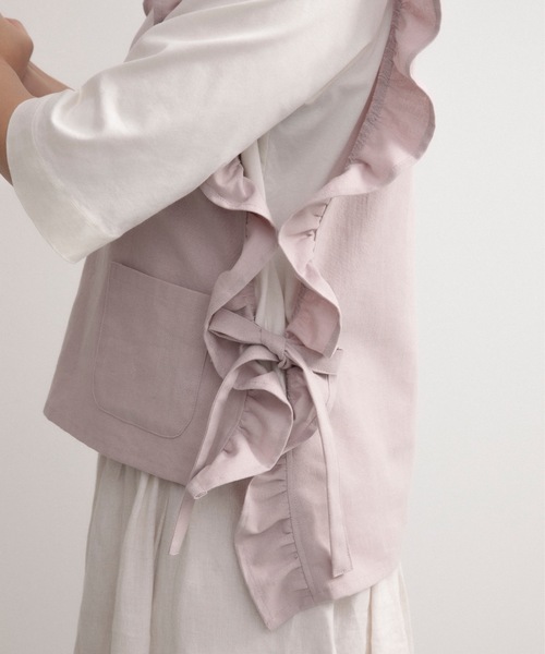 COCO WALK（ココウォーク）の「COCO WALK ココウォーク:Linc脇リボンベストエプロン（エプロン・レディース・グレイッシュベージュ/スモークピンク・FREE）」の13枚目の写真