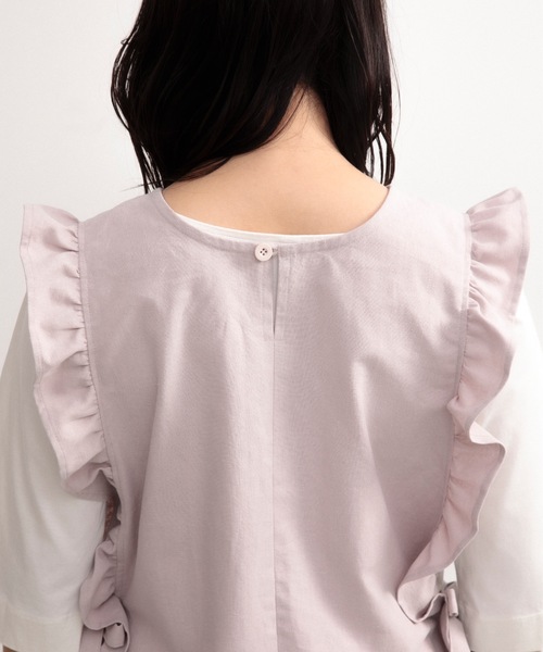 COCO WALK（ココウォーク）の「COCO WALK ココウォーク:Linc脇リボンベストエプロン（エプロン・レディース・グレイッシュベージュ/スモークピンク・FREE）」の14枚目の写真