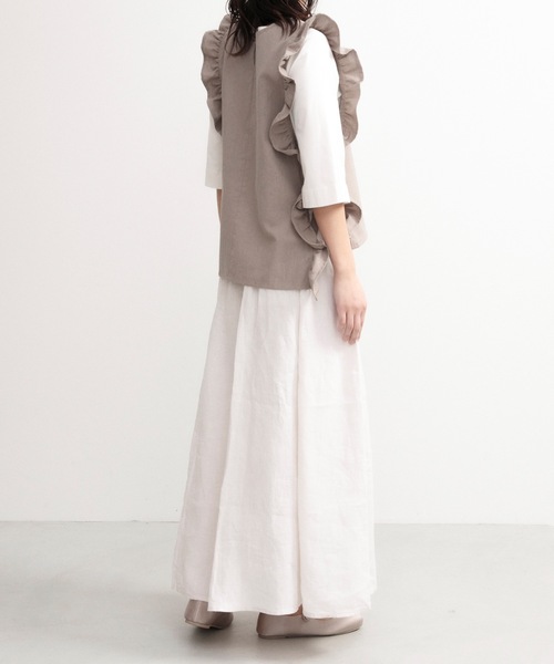 COCO WALK（ココウォーク）の「COCO WALK ココウォーク:Linc脇リボンベストエプロン（エプロン・レディース・グレイッシュベージュ/スモークピンク・FREE）」の4枚目の写真