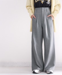 classicalelf | さらっと美脚見せ。メランジ タックワイドパンツ(スラックス)