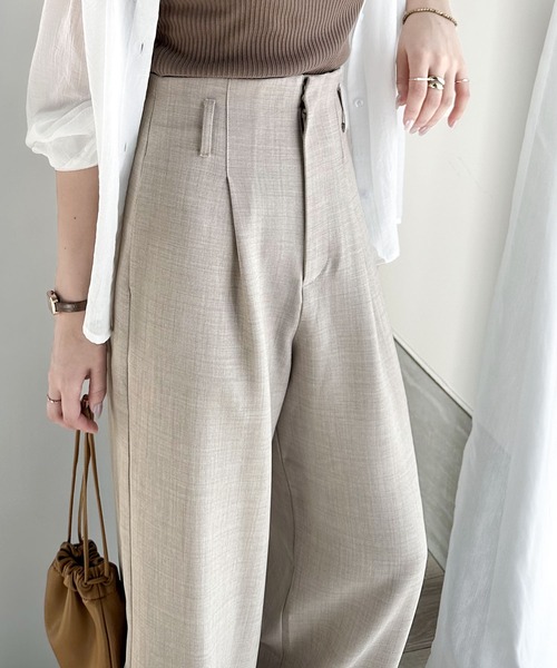 classicalelf（クラシカルエルフ）の「さらっと美脚見せ。メランジ タックワイドパンツ（スラックス・レディース・ブラック/グレー/ベージュ・LARGE/MEDIUM/SMALL/X-LARGE）」の16枚目の写真