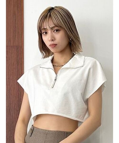 EMODA（エモダ）の「カバーハーフジップトップ（Tシャツ/カットソー・レディース・ブルー/ホワイト/ブラック/グレー・FREE）」の12枚目の写真