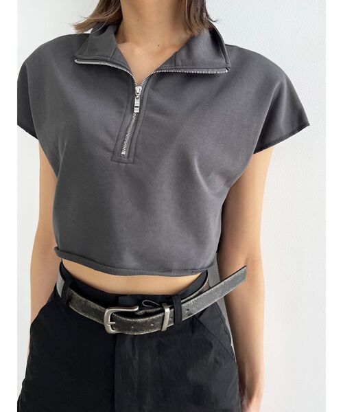 EMODA（エモダ）の「カバーハーフジップトップ（Tシャツ/カットソー・レディース・ブルー/ホワイト/ブラック/グレー・FREE）」の16枚目の写真