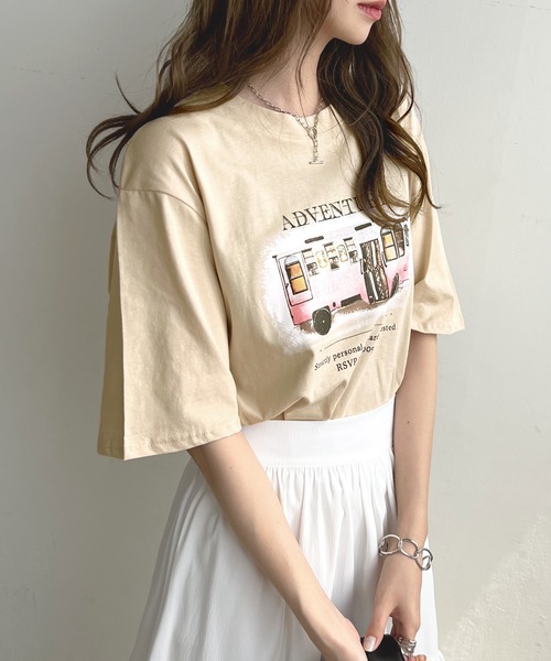 Futier land（フューティアランド）の「【綿100％】バスロゴTシャツ（Tシャツ/カットソー・レディース・ホワイト/チャコールグレー/ベージュ・FREE）」の13枚目の写真
