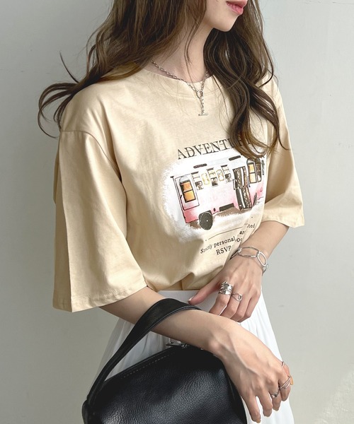 Futier land（フューティアランド）の「【綿100％】バスロゴTシャツ（Tシャツ/カットソー・レディース・ホワイト/チャコールグレー/ベージュ・FREE）」の18枚目の写真