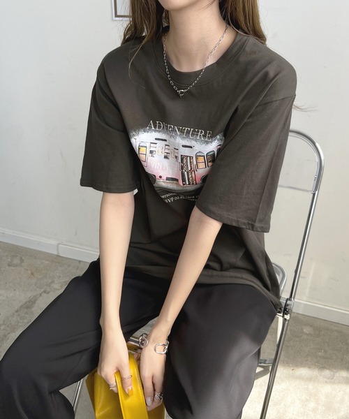 Futier land（フューティアランド）の「【綿100％】バスロゴTシャツ（Tシャツ/カットソー・レディース・ホワイト/チャコールグレー/ベージュ・FREE）」の19枚目の写真
