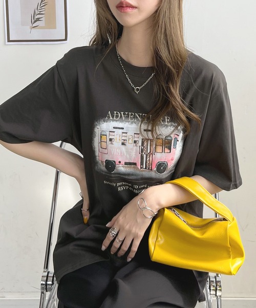 Futier land（フューティアランド）の「【綿100％】バスロゴTシャツ（Tシャツ/カットソー・レディース・ホワイト/チャコールグレー/ベージュ・FREE）」の10枚目の写真