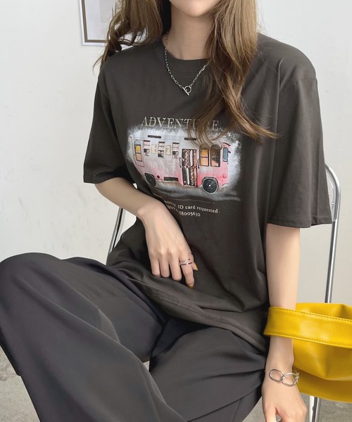 Futier land（フューティアランド）の「【綿100％】バスロゴTシャツ（Tシャツ/カットソー・レディース・ホワイト/チャコールグレー/ベージュ・FREE）」の15枚目の写真