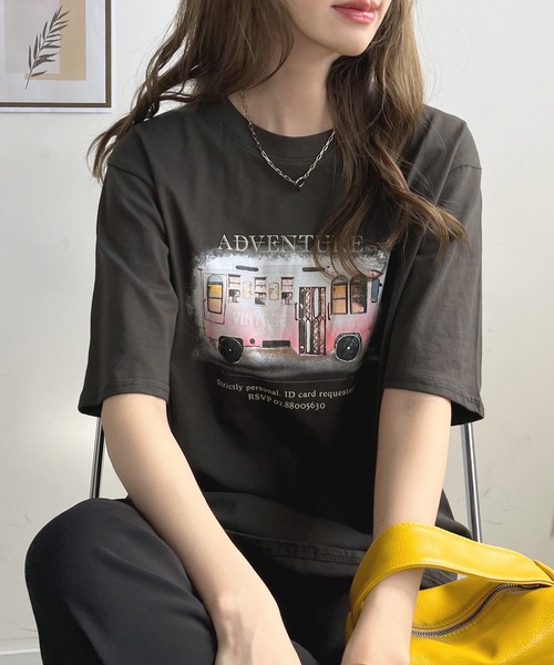 Futier land（フューティアランド）の「【綿100％】バスロゴTシャツ（Tシャツ/カットソー・レディース・ホワイト/チャコールグレー/ベージュ・FREE）」の20枚目の写真
