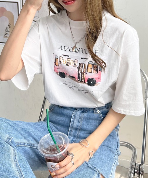 Futier land（フューティアランド）の「【綿100％】バスロゴTシャツ（Tシャツ/カットソー・レディース・ホワイト/チャコールグレー/ベージュ・FREE）」の16枚目の写真