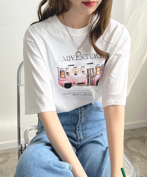 Futier land（フューティアランド）の「【綿100％】バスロゴTシャツ（Tシャツ/カットソー・レディース・ホワイト/チャコールグレー/ベージュ・FREE）」の21枚目の写真