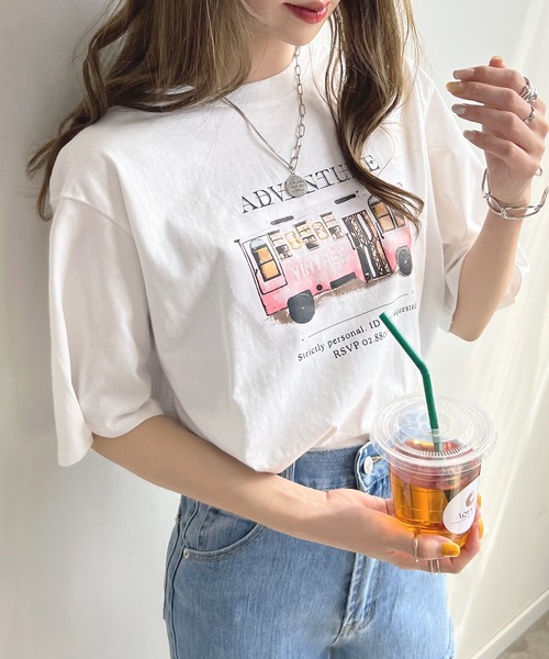 Futier land（フューティアランド）の「【綿100％】バスロゴTシャツ（Tシャツ/カットソー・レディース・ホワイト/チャコールグレー/ベージュ・FREE）」の8枚目の写真