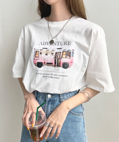 Futier land（フューティアランド）の「【綿100％】バスロゴTシャツ（Tシャツ/カットソー・レディース・ホワイト/チャコールグレー/ベージュ・FREE）」の22枚目の写真