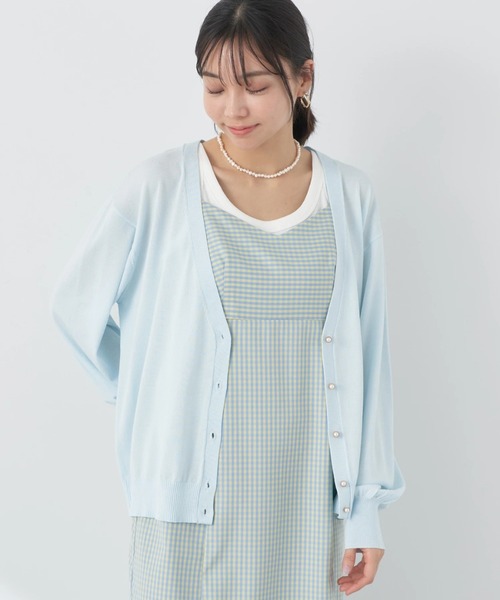 earth music&ecology（アースミュージックアンドエコロジー）の「ヴィンテージボタンカーディガン（カーディガン/ボレロ・レディース・ネイビー/イエロー/レッド/グリーン/サックスブルー/オフホワイト・FREE）」の5枚目の写真