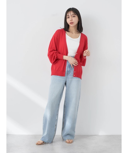 earth music&ecology（アースミュージックアンドエコロジー）の「ヴィンテージボタンカーディガン（カーディガン/ボレロ・レディース・ネイビー/イエロー/レッド/グリーン/サックスブルー/オフホワイト・FREE）」の8枚目の写真