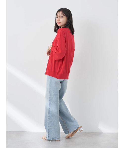 earth music&ecology（アースミュージックアンドエコロジー）の「ヴィンテージボタンカーディガン（カーディガン/ボレロ・レディース・ネイビー/イエロー/レッド/グリーン/サックスブルー/オフホワイト・FREE）」の9枚目の写真