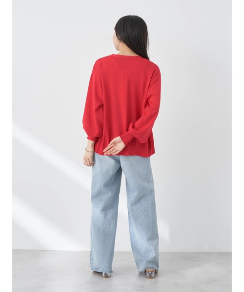 earth music&ecology（アースミュージックアンドエコロジー）の「ヴィンテージボタンカーディガン（カーディガン/ボレロ・レディース・ネイビー/イエロー/レッド/グリーン/サックスブルー/オフホワイト・FREE）」の10枚目の写真