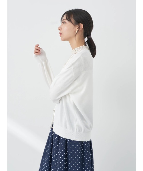 earth music&ecology（アースミュージックアンドエコロジー）の「ヴィンテージボタンカーディガン（カーディガン/ボレロ・レディース・ネイビー/イエロー/レッド/グリーン/サックスブルー/オフホワイト・FREE）」の11枚目の写真