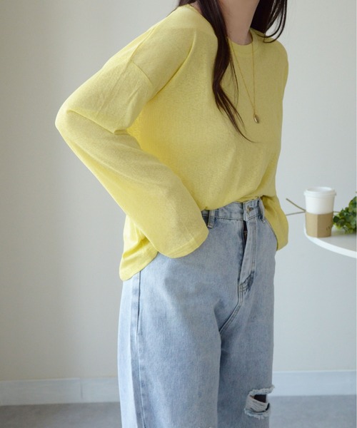 ibeul_(イベール)の「ソフトシアーロンT(Tシャツ/カットソー・レディース・イエロー/ブラック/ホワイト/ラベンダー/オレンジ・FREE)」の17枚目の写真