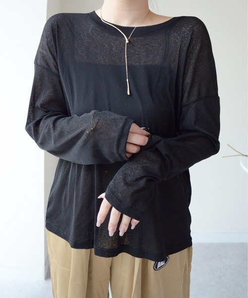 ibeul_(イベール)の「ソフトシアーロンT(Tシャツ/カットソー・レディース・イエロー/ブラック/ホワイト/ラベンダー/オレンジ・FREE)」の16枚目の写真