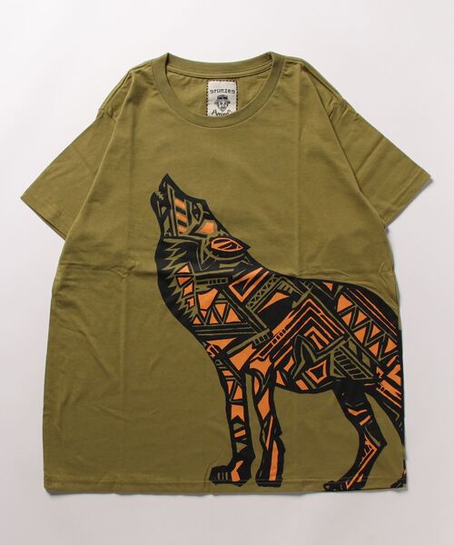 チャイハネ（チャイハネ）の「【チャイハネ】洋輔×Amina きつね親子Tシャツ（Tシャツ/カットソー・メンズ・ミント/カーキ/ベージュ/グレー/ブラック・L/M）」の5枚目の写真