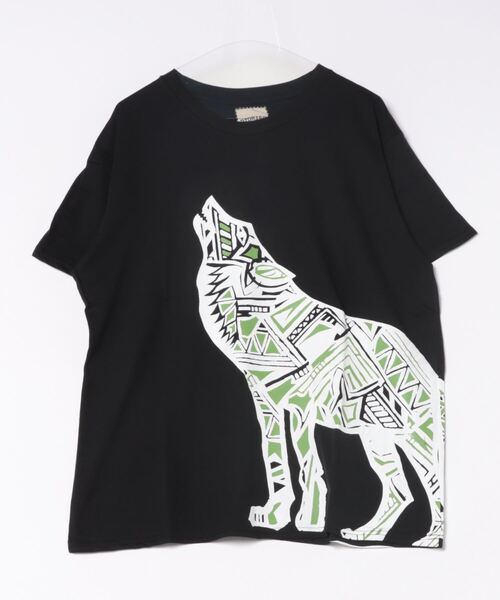 チャイハネ（チャイハネ）の「【チャイハネ】洋輔×Amina きつね親子Tシャツ（Tシャツ/カットソー・メンズ・ミント/カーキ/ベージュ/グレー/ブラック・L/M）」の2枚目の写真