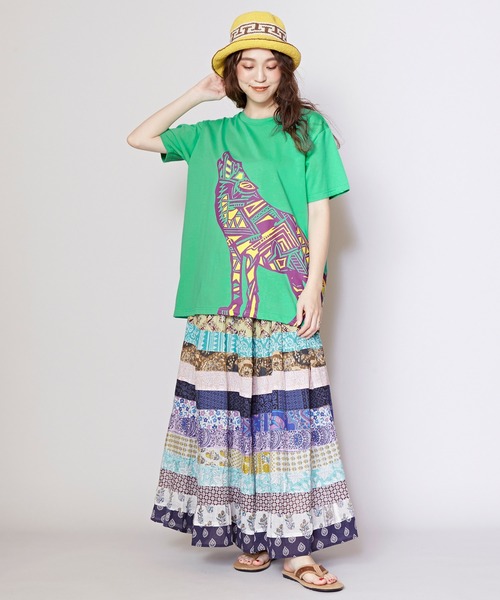 チャイハネ（チャイハネ）の「【チャイハネ】洋輔×Amina きつね親子Tシャツ（Tシャツ/カットソー・メンズ・ミント/カーキ/ベージュ/グレー/ブラック・L/M）」の18枚目の写真